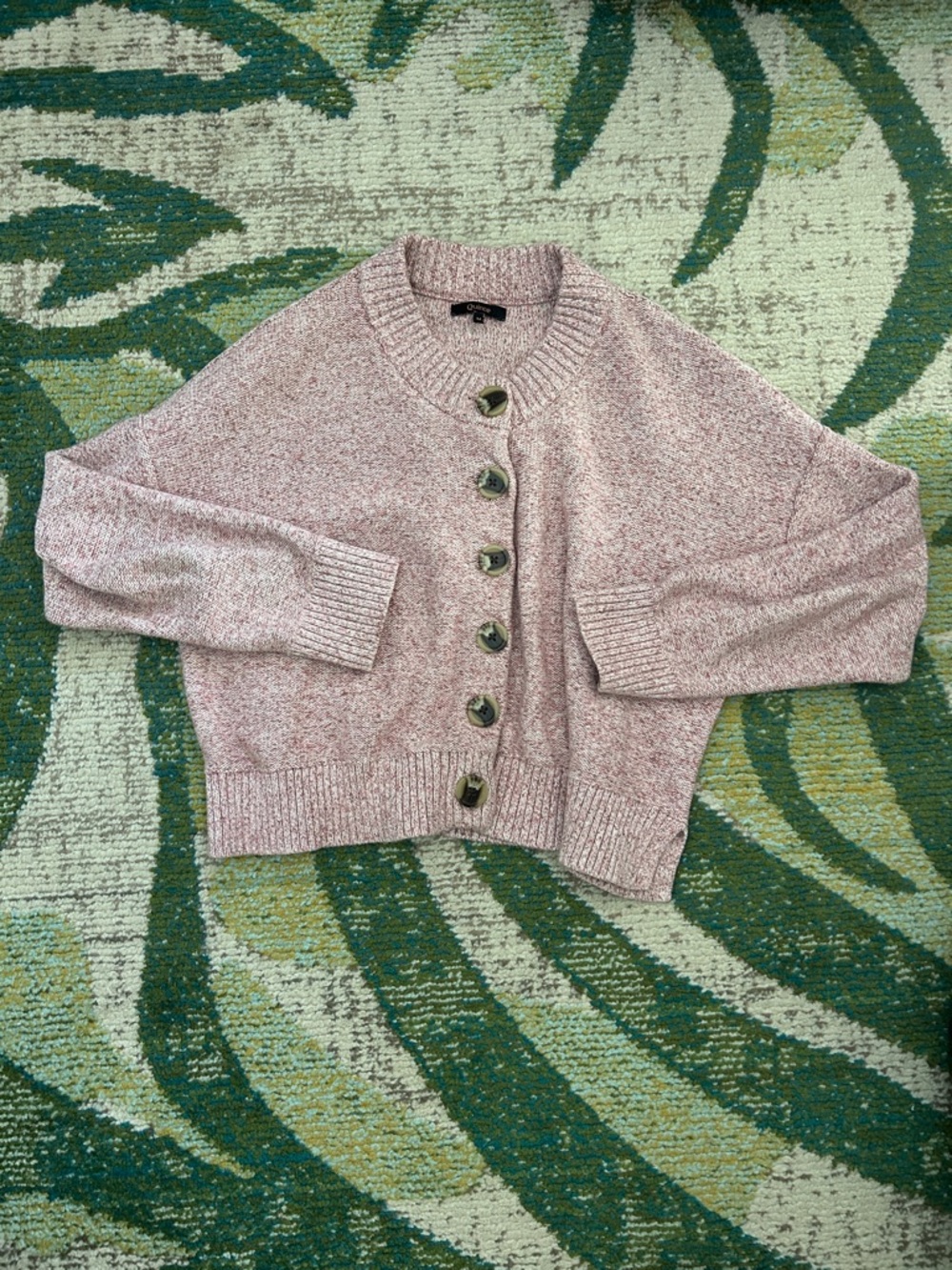 Quince Blush Pink Marled Button-Front Cardigan